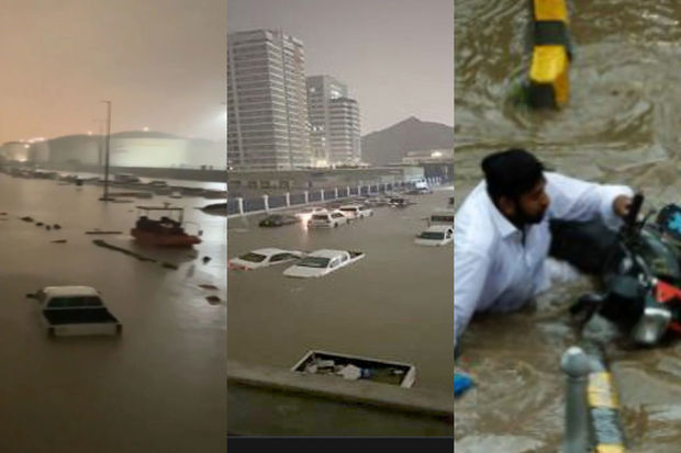 BƏƏ-də fəlakət: Onlarla avtomobil sel altında qalıb